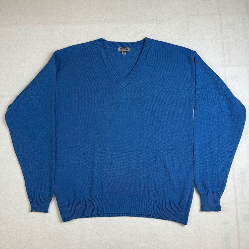 Vintage Edwards Andrew Rohan Tuff-Pil Plus V-Neck Sweater Mens M Blue USA Made